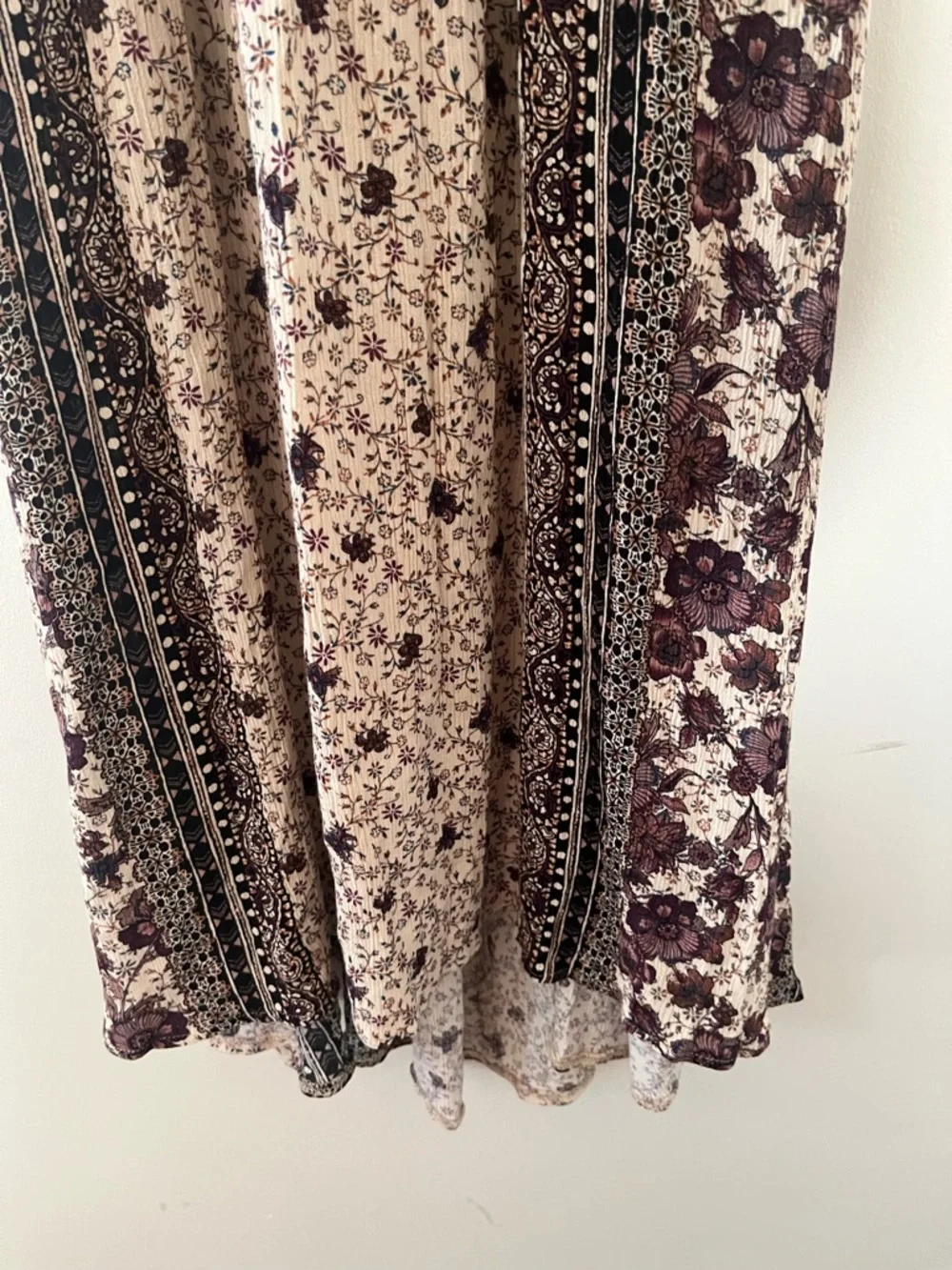 Boho Maxi Crochet Knit Dress Womens Medium Black Cream Floral Beach Festival - Picture 4 of 9